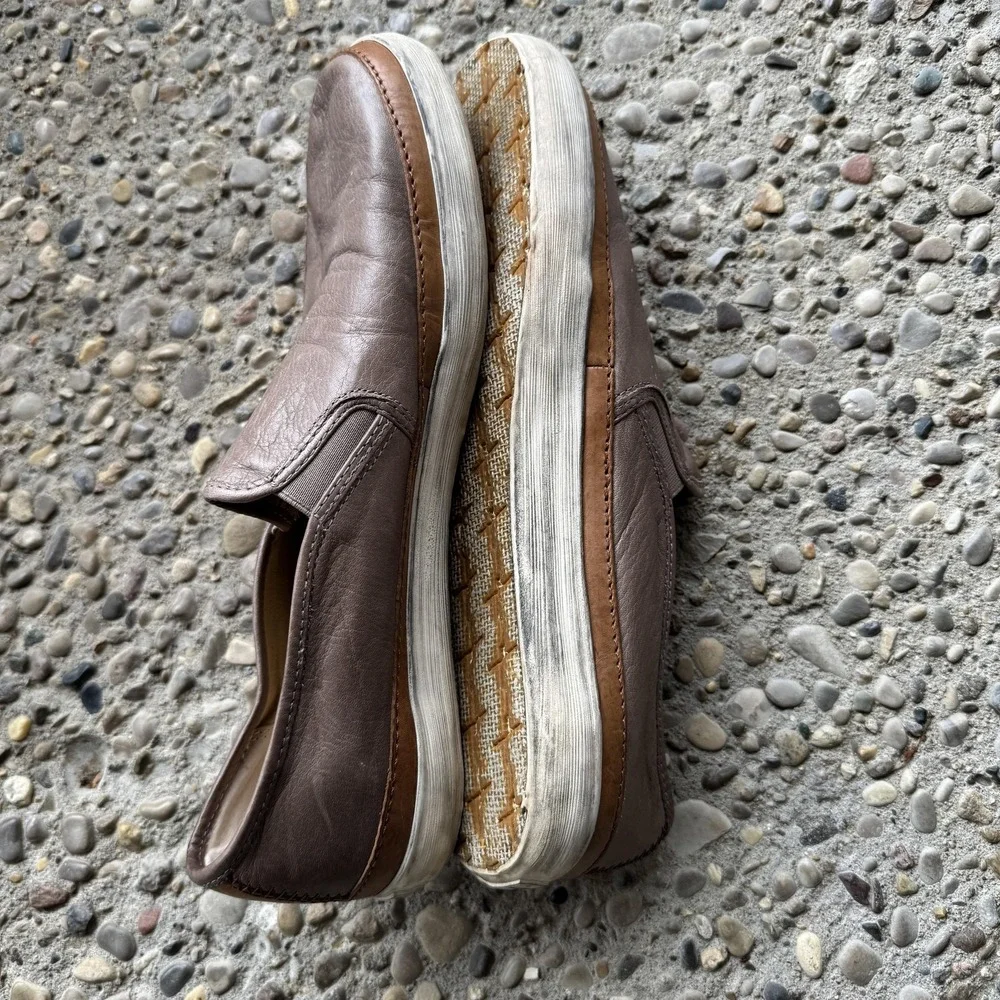 Frye Gavin Slip On Shoes Mens‎ Size 11.5 Brown Leather Casual Loafers Sneakers